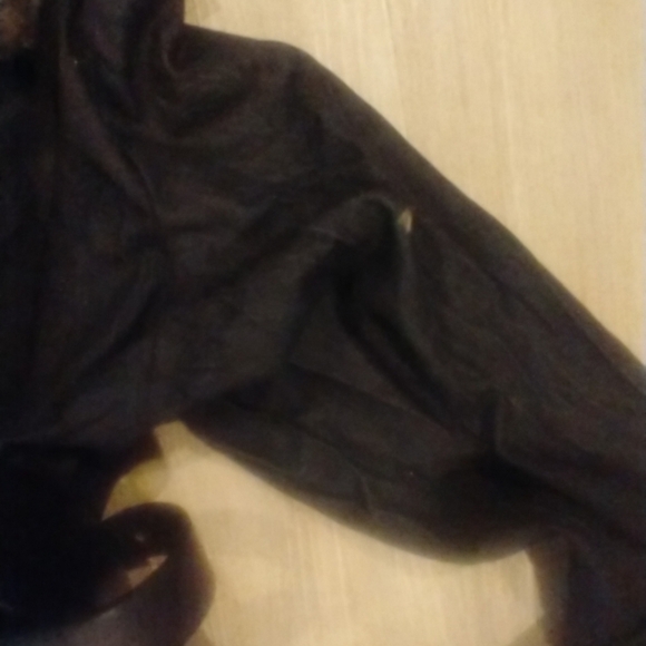 Vintage jean coat with leather belt and faux‎ fur collar Linda Lundstrom - Picture 8 of 9